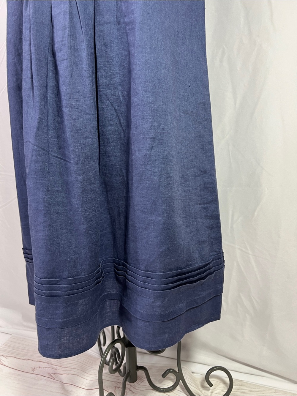 J.Jill Love Linen Pleated Dress - Medium - short sleeve relaxed fit blue classic - Picture 3 of 10